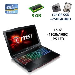 Игровой ноутбук - MSI GE62 2QF / 15.6" (1920x1080) IPS LED / Intel Core i7-5700HQ (4 (8) ядра по 2.7 - 3.5 GHz) / 8 GB DDR3 / 128 GB SSD+750 GB HDD / nVidia GeForce GTX 970M, 3 GB GDDR5, 192-bit / DVD-RW / WebCam / USB 3.0 / HDMI