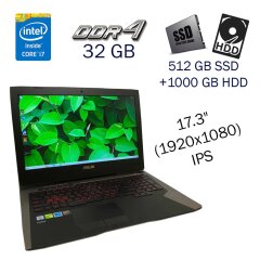 Игровой ноутбук Asus ROG G752VM / 17.3" (1920х1080) IPS / Intel Core i7-6700HQ (4 (8) ядра по 2.6 - 3.5 GHz) / 32 GB DDR4 / 512 GB SSD+1000 GB HDD / nVidia GeForce GTX 1060, 6 GB GDDR5, 192-bit / WebCam