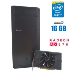 Игровой ПК GameMax Black Tower / Intel Core i7-3770 (4 (8) ядра по 3.4 - 3.9 GHz) / 16 GB DDR3 / 120 GB SSD + 320 GB HDD / AMD Radeon RX 570, 4 GB GDDR5, 256-bit / 600W