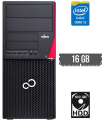 Компьютер Fujitsu Esprimo P720 E90+ Tower / Intel Core i5-4590 (4 ядра по 3.3 - 3.7 GHz) / 16 GB DDR3 / 500 GB HDD / Intel HD Graphics 4600 / DisplayPort / DVI
