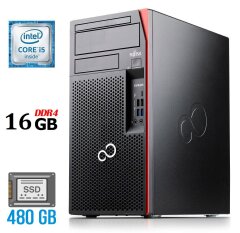 Комп'ютер Fujitsu Esprimo P757 E90+ Tower / Intel Core i5-6500 (4 ядра по 3.2 - 3.6 GHz) / 16 GB DDR4 / 480 GB SSD / Intel HD Graphics 530 / 280W / DisplayPort / DVI