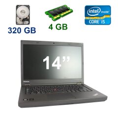 Lenovo ThinkPad T440p / 14" (1366x768) / Intel Core i5-4300M (2 (4) ядра по 2.6 - 3.3 GHz) / 4 GB DDR3 / 320 GB HDD