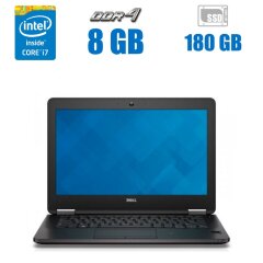 Нетбук Dell Latitude E7270 Carbon / 12.5" (1920x1080) IPS Touch / Intel Core i7-6600U (2 (4) ядра по 2.6 - 3.4 GHz) / 8 GB DDR4 / 180 GB SSD / Intel HD Graphics 520 / WebCam / NFC / 3G / Windows 10 Pro