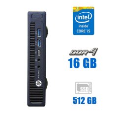 Неттоп HP EliteDesk 800 G2 USFF / Intel Core i5-6500T (4 ядра по 2.5 - 3.1 GHz) / 16 GB DDR4 / 512 GB SSD M.2 / Intel HD Graphics 530 / Windows 10 Pro