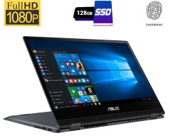 Ноутбук-трансформер Asus VivoBook Flip 14 TP412U / 14" (1920x1080) IPS / Intel Pentium Gold 4415U (2 (4) ядра по 2.3 GHz) / 4 GB DDR4 / 128 GB SSD / Intel HD Graphics 610 / WebCam / Fingerprint / HDMI
