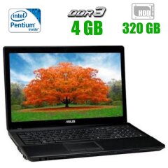 Ноутбук Asus K54C / 15.6" (1366x768) TN / Intel Pentium B950 (2 ядра по 2.1 GHz) / 4 GB DDR3 / 320 GB HDD / Intel HD Graphics 2000 / WebCam 