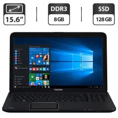 Ноутбук Б-класс Toshiba Satellite C855-226 / 15.6" (1366x768) TN / Intel Core i5-3230M (2 (4) ядра по 2.6 - 3.2 GHz) / 8 GB DDR3 / 128 GB SSD / Intel HD Graphics 4000 / WebCam / DVD-ROM