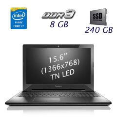 Ноутбук Lenovo Z50-70 / 15.6" (1366x768) TN LED / Intel Core i7-4510U (2 (4) ядра по 2.0 - 3.1 GHz) / 8 GB DDR3 / 240 GB SSD / WebCam / DVD-RW / HDMI