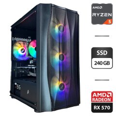 Сборка под заказ: игровой ПК 1stPlayer X3-M Black Tower / AMD Ryzen 5 3600 (6 (12) ядер по 3.6 - 4.2 GHz) / 16 GB DDR4 / 240 GB SSD / AMD Radeon RX 570, 8 GB GDDR5, 256-bit / 550W