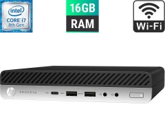 Неттоп HP ProDesk 600 G4 Desktop Mini USFF / Intel Core i7-8700T (6 (12) ядер по 2.4 - 4.0 GHz) / 16 GB DDR4 / 500 GB SSD / Intel UHD Graphics 630 / Wi-Fi + Блок живлення