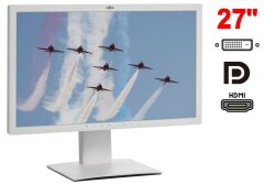 Монитор Fujitsu P27T-7 / 27" (2560x1440) IPS / 1x HDMI, 1x DP, 1x DVI, 1x VGA, 1x USB Type-B, 2x USB 2.0, 1x Audio / 2х 2W / VESA100x100 / Pivot