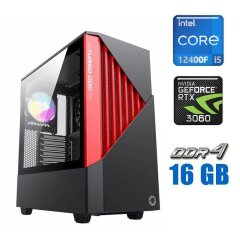 Новий ігровий ПК Tower / Intel Core i5-12400F (6 (12) ядра по 2.5 - 4.4 GHz) / 16 GB DDR4 / 512 GB SSD / nVidia GeForce RTX 3060, 12 GB GDDR6, 192-bit / 700W
