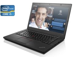 Ноутбук А-клас Lenovo ThinkPad T460 / 14" (1366x768) TN / Intel Core i5-6300U (2 (4) ядра по 2.4 - 3.0 GHz) / 8 GB DDR4 / 256 GB SSD / Intel HD Graphics 520 / WebCam / 2 АКБ