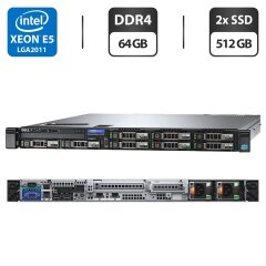 Сервер Dell PowerEdge R430 1U Rack / 2x Intel Xeon E5-2690 v3 (12 (24) ядер по 2.6 - 3.5 GHz) / 64 GB DDR4 / 2x 512 GB SSD / iDRAC8 with Lifecycle Controller / 2x 550W