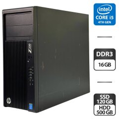 Рабочая станция HP Workstation Z230 Tower / Intel Core i5-4570 (4 ядра по 3.2 - 3.6 GHz) / 16 GB DDR3 / 120 GB SSD + 500 GB HDD / Intel HD Graphics 4600