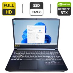 Игровой ноутбук Acer Nitro 5 AN515-57 / 15.6" (1920x1080) IPS / Intel Core i5-11400H (6 (12) ядер по 2.7 - 4.5 GHz) / 16 GB DDR4 / 512 GB SSD / nVidia GeForce RTX 3060, 6 GB GDDR6, 192-bit / WebCam