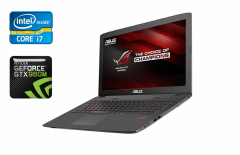 Ігровий ноутбук Asus GL552V / 15.6" (1920x1080) IPS / Intel Core i7-6700HQ (4 (8) ядра по 2.6 - 3.5 GHz) / 16 GB DDR4 / 240 GB SSD + 1000 GB HDD / nVidia GeForce GTX 960M, 2 GB GDDR5, 128-bit / WebCam / Windows 10