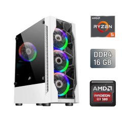 Игровой ПК 1STPlayer DK-D4 / AMD Ryzen 5 5500 (6 (12) ядер по 3.6 - 4.2 GHz) / 16 GB DDR4 / 128 GB SSD + 1000 GB HDD / AMD Radeon RX 580 2048SP, 8 GB GDDR5, 256-bit / 500 W / ASRock A520M-HVS