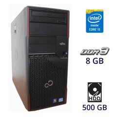 Игровой ПК Fujitsu Celsius W410 Tower / Intel Core i5-2500 (4 ядра по 3.3 - 3.7 GHz) / 8 GB DDR3 / 500 GB HDD / nVidia GeForce GTX 750 Ti, 2 GB GDDR5, 128-bit