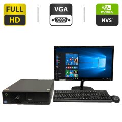 Комплект ПК: Fujitsu Esprimo E700 E90 SFF / Intel Core i5-2400 (2 (4) ядра по 3.3 GHz) / 8 GB DDR3 / 500 GB HDD / nVidia NVS 315, 1 GB GDDR3, 64-bit + Монитор LG Flatron 23MP57D-P / 23" (1920x1080) TN / VGA, DVI + Кабели, клавиатура и мышка в комплекте