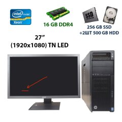 Комплект ПК: HP Workstation Z640 Tower / Intel Xeon E5-2609 v3 (6 ядер по 1.90 GHz) / 16 GB DDR4 / 256 GB SSD + 2x 500 GB HDD / nVidia Quadro 4000 2 GB + Монитор Б класс Acer B273H / 27" (1920x1080) TN LED / встроенные колонки 2x 1.5W + Кабеля подключения