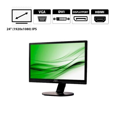 Монитор Philips Brilliance 241P6E / 24" (1920x1080) IPS / VGA, DVI, DP, HDMI