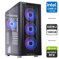 Игровой ПК Qube Galaxy Black (GALAXY_FCNU3) Tower NEW / Intel Core i5-12400F NEW (6 ядер по 2.5 - 4.4 GHz) / 16 GB DDR4 NEW / 1000 GB SSD M.2 NEW / nVidia GeForce RTX 3060, 12 GB GDDR6, 192-bit / 750W NEW / HDMI