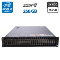 Сервер Dell PowerEdge R730xd 24SFF 2U Rack / 2x Intel Xeon E5-2667 v4 (8 (16) ядер по 3.2 - 3.6 GHz) / 256 GB DDR4 / 2x 450 GB HDD (SAS) / Matrox G200eR2 / 2x 750W