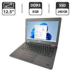 Нетбук Б-клас Dell Latitude E5250 / 12.5" (1366x768) TN / Intel Core i5-5300U (2 (4) ядра по 2.3 - 2.9 GHz) / 8 GB DDR3 / 240 GB SSD / Intel HD Graphics 5500 / WebCam / HDMI