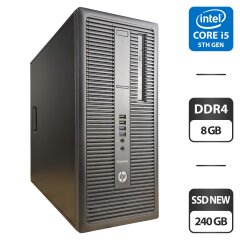 Компьютер HP EliteDesk 800 G2 Tower / Intel Core i5-6500 (4 ядра по 3.2 - 3.6 GHz) / 8 GB DDR4 / 240 GB SSD NEW / Intel HD Graphics 530 / DVD-ROM
