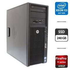 Робоча станція HP Z220 Workstation Tower / Intel Xeon E3-1245 v2 (4 (8) ядра по 3.4 - 3.8 GHz) / 16 GB DDR3 / 240 GB SSD / AMD FirePro V4900, 1 GB GDDR5, 128-bit / DisplayPort