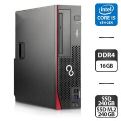 Компьютер Fujitsu Esprimo D756 E85 SFF / Intel Core i5-6500 (4 ядра по 3.2 - 3.6 GHz) / 16&nbsp;GB DDR4 / 240 GB SSD + 240 SSD M.2 / Intel HD Graphics 530 / Windwos 11 Pro