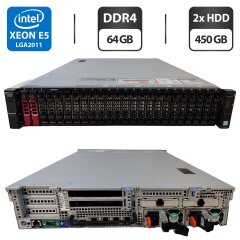 Сервер Dell PowerEdge R730xd 24SFF 2U Rack / 2x Intel Xeon E5-2690 v4 (14 (28) ядер по 2.6 - 3.5 GHz) / 64 GB DDR4 / 2x 450 GB HDD (SAS) / Matrox G200eR2 / 2x 750W