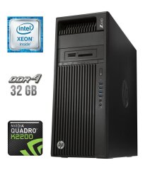 Рабочая станция HP Workstation Z440 Tower / Intel Xeon E5-1630 v3 (4 (8) ядер по 3.7 - 3.8 GHz) / 32 GB DDR4 ECC / 120 GB SSD / nVidia Quadro K2200, 4 GB GDDR5, 128-bit / 700W / DVD-RW / DVI / DisplayPort