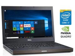 Мобильная рабочая станция Dell Precision M4800 / 15.6" (1920x1080) IPS / Intel Core i7-4810MQ (4 (8) ядра по 2.8 - 3.8 GHz) / 16 GB DDR3 / 256 GB SSD + 1000 HDD / nVidia Quadro K2100M, 2 GB GDDR5, 128-bit / DVD-ROM / Win 10 Pro