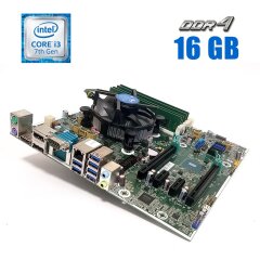 Комплект: Материнская плата HP Z240 SFF / Socket LGA1151 + Intel Core i3-7100 (2 (4) ядра по 3.9 GHz) + 16 GB DDR4 + кулер Intel E97379-003 + переходник для БП-МП