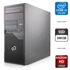 Комп'ютер Fujitsu Esprimo P700 E90 Tower / Intel Core i5-2400 (4 ядра по 3.1 - 3.4 GHz) / 8 GB DDR3 / 240 GB SSD / AMD Radeon HD 5450, 1 GB GDDR3, 64-bit / DVD-ROM / VGA