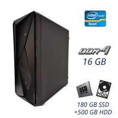Игровой ПК Fujitsu MB Tower / Intel Xeon E3-1225 v5 (4 ядра по 3.3 - 3.7 GHz) / 16 GB DDR4 (2x 8 GB) / 180 GB SSD+500 GB HDD / AMD Radeon R7 240, 2 GB DDR3, 128-bit / 450W