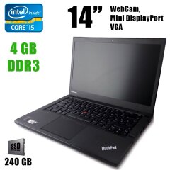 Lenovo ThinkPad T440s / 14" / Intel Core i5-4200U (2(4)ядра по 1.6 - 2.6GHz) / 8GB DDR3 / 240GB SSD /  Mini DisplayPort, VGA, USB, WebCam