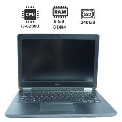 Нетбук Dell Latitude E5270 / 12.5" (1366x768) TN / Intel Core i5-6200U (2 (4) ядра по 2.3 - 2.8 GHz) / 8 GB DDR4 / 240 GB SSD / Intel HD Graphics 520 / WebCam