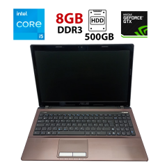 Ноутбук Asus K53 / 15.6" (1366х768) TN / Intel Core i5-2430M (2 (4) ядра по 2.4 - 3.0 GHz) / 8 GB DDR3 / 500 GB HDD / nVidia GeForce GT 540M, 1 GB GDDR3, 128-bit / WebCam