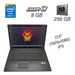 Ноутбук Б клас Lenovo Z70-80 / 17.3" (1920х1080) IPS / Intel Core i7-5500U (2 (4) ядра по 2.4 - 3.0 GHz) / 8 GB DDR3 / 256 GB SSD / nVidia GeForce 840M, 2 GB DDR3, 64-bit / WebCam / DVD-ROM / USB 3.0 / HDMI