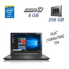 Ноутбук Lenovo G50-80 / 15.6" (1366x768) TN / Intel Core i5-5200U (2 (4) ядра по 2.2 - 2.7 GHz) / 8 GB DDR3 / 256 GB SSD / WebCam / DVD-ROM / USB 3.0 / HDMI
