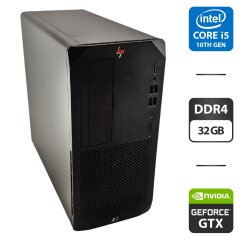Робоча станція HP Workstation Z2 G5 Tower / Intel Core i5-10400F (6 (12) ядер по 2.9 - 4.3 GHz) / 32 GB DDR4 / 240 GB SSD M.2 + 1500 GB HDD / nVidia GeForce GTX 1660 Super, 6 GB GDDR6, 192-bit