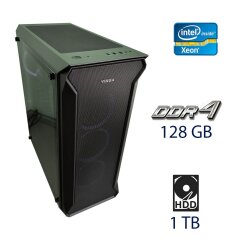 Сервер Mid Vinga Tower / 2x Intel Xeon E5-2643 v3 (6 (12) ядра по 3.4 - 3.7 GHz) / 128 GB DDR4 / 1 TB HDD / 650W