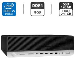 Комп'ютер HP EliteDesk 800 G3 SFF / Intel Core i5-6500 (4 ядра по 3.2 - 3.6 GHz) / 8 GB DDR4 / 120 GB SSD + 250&nbsp;GB HDD / Intel HD Graphics 530 / DVD-ROM / Windows 11 Pro