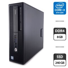 Комп'ютер HP EliteDesk 800 G2 SFF / Intel Core i3-6100 (2 (4) ядра по 3.7 GHz) / 8 GB DDR4 / 240 GB SSD / Intel HD Graphics 530 / DVD-ROM