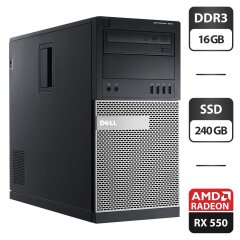 Компьютер Dell OptiPlex 9020 Tower / Intel Core i5-4570 (4 (8) ядра по 3.2 - 3.6 GHz) / 16 GB DDR3 / 240 GB SSD / AMD Radeon RX 550, 4 GB GDDR5, 128-bit