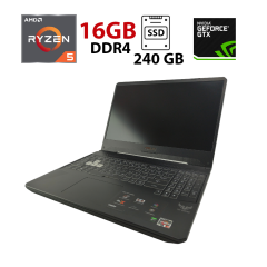 Игровой ноутбук Asus TUF Gaming FX505DV / 15.6" (1920x1080) IPS / AMD Ryzen 5 3550H (4 (8) ядра по 2.1 - 3.7 GHz) / 16 GB DDR4 / 240 GB SSD + 1000 GB HDD / nVidia GeForce GTX 1650, 4 GB GDDR5, 128-bit / WebCam