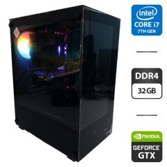 Игровой ПК AeroCool Pivot Tower / Intel Core i7-7700 (4 ядра по 3.6 - 4.2 GHz) / 32 GB DDR4 / 512 GB SSD M.2 + 500 GB HDD / nVidia GeForce GTX 1660 Ti, 6 GB GDDR6, 192-bit / 500W